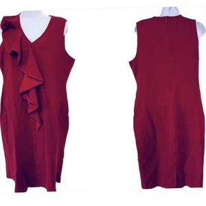 Pretty maroon sheath dress.